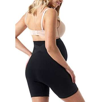 Maternity Belly Support Activewear Biker Shorts Athletic Pregnancy Girlshorts (Deepest Black, Medium...