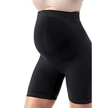 Maternity Belly Support Activewear Biker Shorts Athletic Pregnancy Girlshorts (Deepest Black, Medium)
