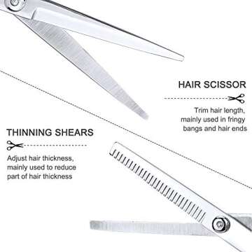 Hair Cutting Scissors Set, KOMAKE 10 Pcs Hairdressing Scissors Professional Barber Hair Salon Household Hair Shear Thinning Shear Hair comb, Cape, Neck Duster Brush, Clip, Clean Cloth