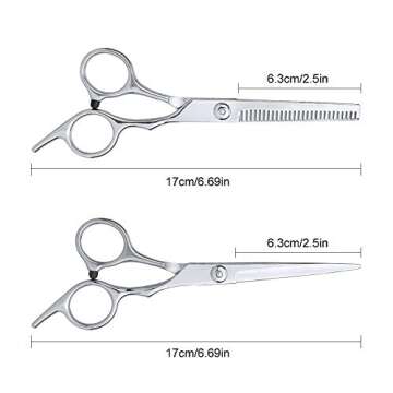 Hair Cutting Scissors Set, KOMAKE 10 Pcs Hairdressing Scissors Professional Barber Hair Salon Household Hair Shear Thinning Shear Hair comb, Cape, Neck Duster Brush, Clip, Clean Cloth