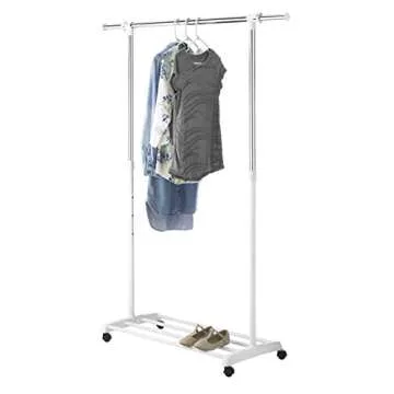 Whitmor Deluxe Adjustable Garment Rack - Rolling Clothes Organizer - White and Chrome