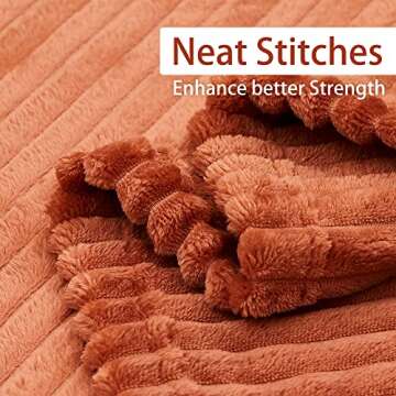Geniospin Throw Blanket, 280GSM Extra Soft Lightweight Blanket with Stripe, Plush Fuzzy Cozy Blankets and Throws for Couch, Bed, Women Gift, Lightweight & Breathable (Terracotta, 50x60 inches)