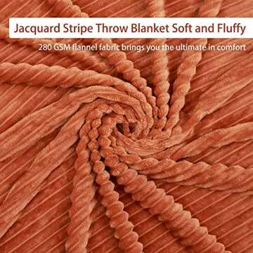 Geniospin Throw Blanket, 280GSM Extra Soft Lightweight Blanket with Stripe, Plush Fuzzy Cozy Blankets and Throws for Couch, Bed, Women Gift, Lightweight & Breathable (Terracotta, 50x60 inches)
