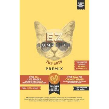 EZComplete Raw Cat Food or Cooked Premix/Meal Completer/Supplement - Make a Homemade Cat Food Diet. ...