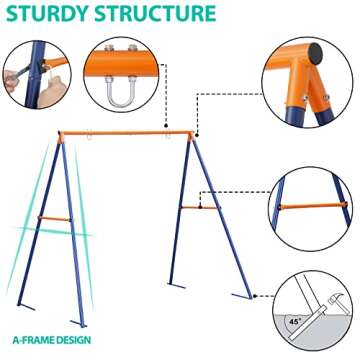 SUPER DEAL Swing Stand A Frame Heavy Duty Extra Large Full Steel Stand with Ground Stakes for Saucer Swing Chair Swing Web Swing, 440lbs Capacity All Weather Fun for Kids Outdoor Backyard