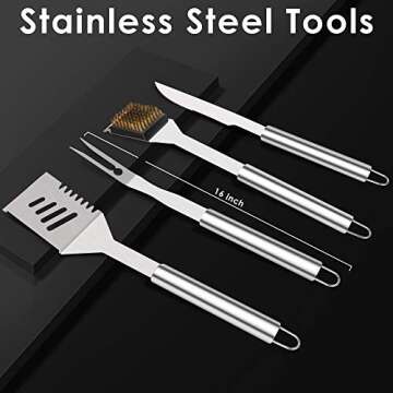 NEXGADGET BBQ Grill Tools Set, 32PCS Extra Thick Stainless Steel Grill Accessories with Long Handles...