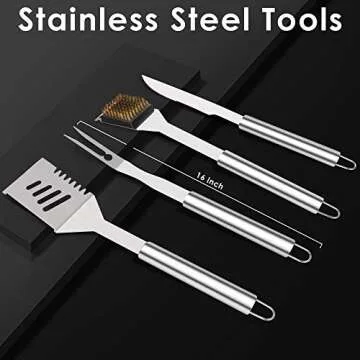 NEXGADGET BBQ Grill Tools Set, 32PCS Extra Thick Stainless Steel Grill Accessories with Long Handles...
