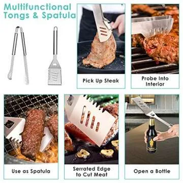 NEXGADGET BBQ Grill Tools Set, 32PCS Extra Thick Stainless Steel Grill Accessories with Long Handles, Carry Case, Grill Utensils Gift for Men Women Camping Backyard Barbecue
