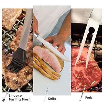 NEXGADGET BBQ Grill Tools Set, 32PCS Extra Thick Stainless Steel Grill Accessories with Long Handles, Carry Case, Grill Utensils Gift for Men Women Camping Backyard Barbecue