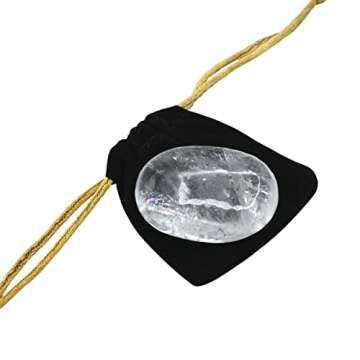 Clear Quartz Crystals and Healing Stones - Large Palm Stone Crystals Piedra - Crystal for Good Luck, Balanced Positive Energy, Meditation - Unique Stocking Stuffers and Birthday Gifts for Women, Men