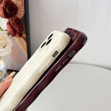 Caseative for iPhone 15 Pro Max Case,Water Ripple Pattern Curly Wave Frame Soft Compatible with iPhone Case (Wine Red,iPhone 15 Pro Max)