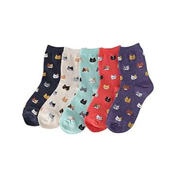 OKIE OKIE Womens Cat Socks - Crazy Cute Animal Dog Owl Print Crew Novelty Fun Funny Gifts (Animal - ...