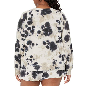 The Drop Women's Caroline Raglan Long Sleeve Fleece Sweatshirt, Black Tie Dye, S