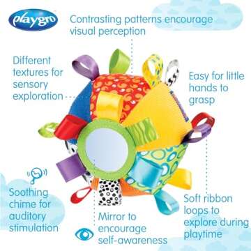 Playgro Kick & Play Loopy Loops Ball - Interactive Sensory Development Toy for Babies 3+ Months - Bo...