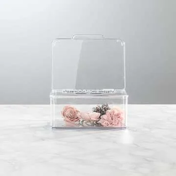 mDesign Clear Plastic Cosmetic Storage Box with Hinged Lid