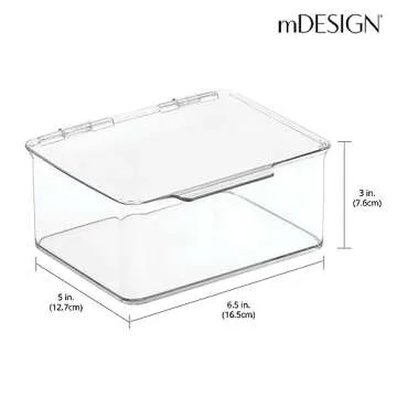 mDesign Clear Plastic Cosmetic Storage Box with Hinged Lid