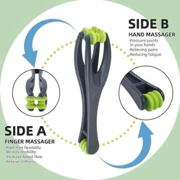 cotsoco 2-in-1 Finger & Hand Massager Roller and 5 Pcs Acupressure Massage Rings for Finger Hand Massage, for Circulation, Stress, Arthritis and Hand Pain Relief,for Hands, Palm & Wrist, Grey