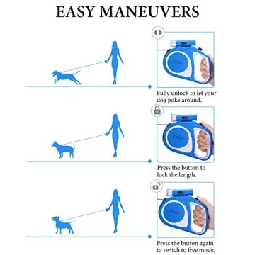 UPSKY Retractable Dog Leash with Flashlight 16ft for Small Dogs