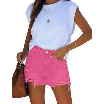 GRAPENT High Waisted Ripped Denim Shorts for Women