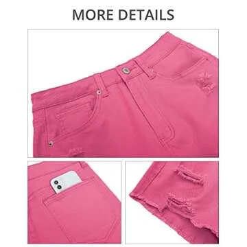 GRAPENT High Waisted Ripped Denim Shorts for Women