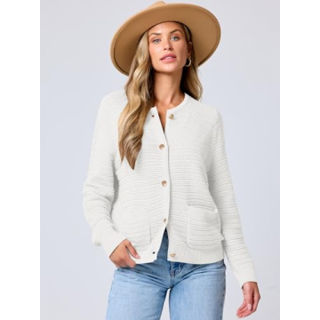 ANRABESS Women's Stylish Tweed Knit Cardigan for Spring