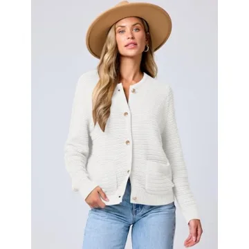 ANRABESS Women's Stylish Tweed Knit Cardigan for Spring