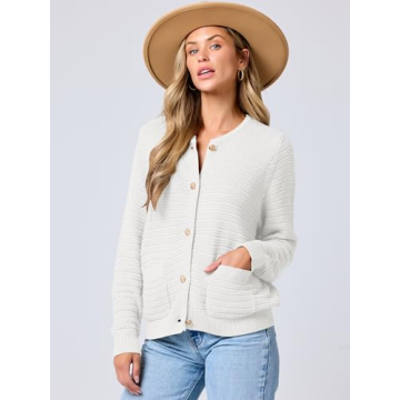 ANRABESS Women's Stylish Tweed Knit Cardigan for Spring
