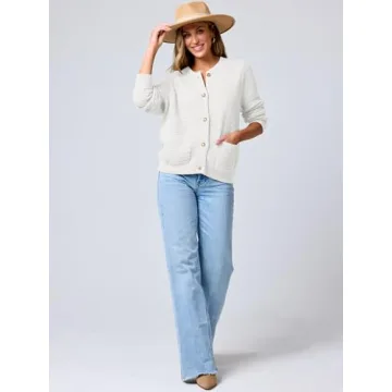 ANRABESS Women's Stylish Tweed Knit Cardigan for Spring