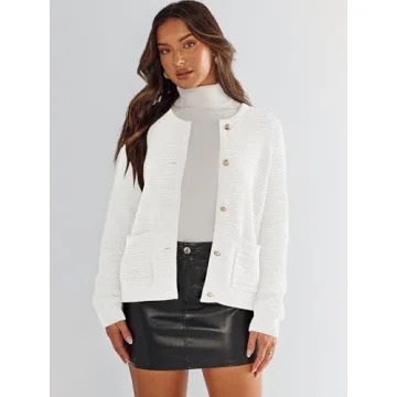 ANRABESS Women's Stylish Tweed Knit Cardigan for Spring