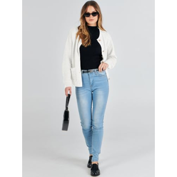 ANRABESS Women's Stylish Tweed Knit Cardigan for Spring