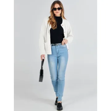 ANRABESS Women's Stylish Tweed Knit Cardigan for Spring