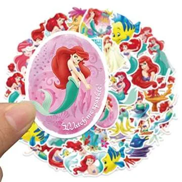 50Pcs Little Mermaid Ariel Themes Waterproof Stickers for Water Bottle Cup Laptop Bike Skateboard Luggage Box Vinyl Graffiti Patches BRJHSL
