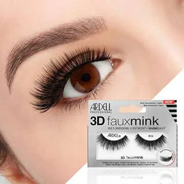 Ardell False Eyelashes 3D Faux Mink Lashes 854 - Ultra-Fluffy Strip Lashes for a Dramatic Eye Look, 4 Pairs