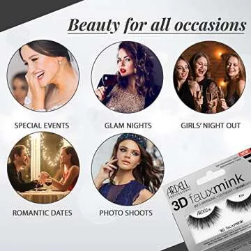 Ardell False Eyelashes 3D Faux Mink Lashes 854 - Ultra-Fluffy Strip Lashes for a Dramatic Eye Look, 4 Pairs