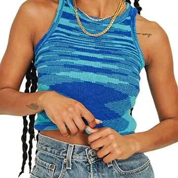 Y2K Knit Tie-Dye Crop Top for Women - Stylish Casual Vest