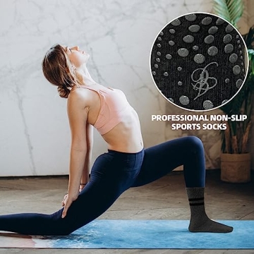 JCZANXI Yoga Socks with Grips Non Slip Cushioned Crew Socks