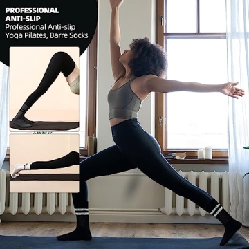 JCZANXI Yoga Socks with Grips Non Slip Cushioned Crew Socks