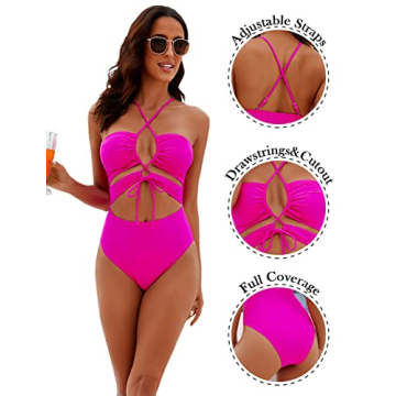 BMJL Women's Sexy Neon One Piece Cutout Swimsuit