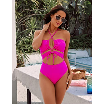 BMJL Women's Sexy Neon One Piece Cutout Swimsuit