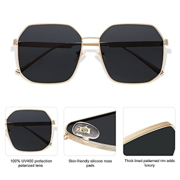 SOJOS Retro Square Polarized Sunglasses Women UV400 Fashion