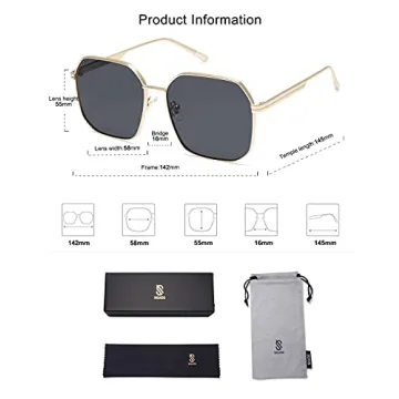 SOJOS Retro Square Polarized Sunglasses Women UV400 Fashion