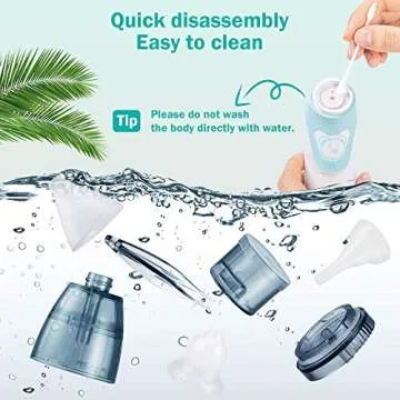 Fengyang Baby Nasal Aspirator, Nasal Aspirator, Electric Baby Nose Cleaner Sucker& Ear Wax Removal, 5 Reusable Nozzles, Soft Silicone and Washable Reusable, Safe and Hygienic for Newborns Toddlers