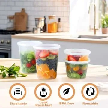 HTMZ Deli Containers with Lids 48 Sets BPA Free