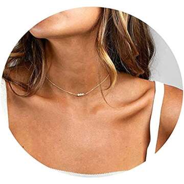 Befettly Mini Pearls Choker Necklace Elegant Gold Accessory
