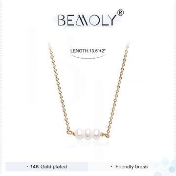 Befettly Mini Pearls Choker Necklace Elegant Gold Accessory