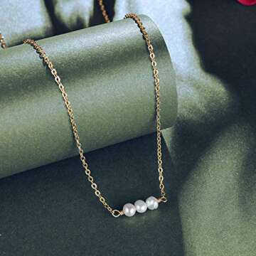 Befettly Mini Pearls Choker Necklace Elegant Gold Accessory