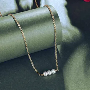 Befettly Mini Pearls Choker Necklace Elegant Gold Accessory