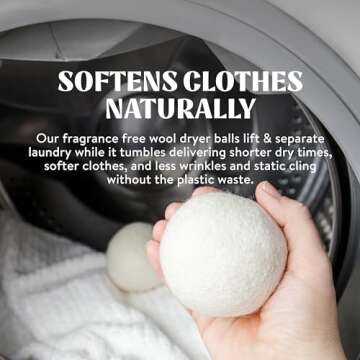 Cleancult Wool Dryer Balls (3 Count) - Made from 100% New Zealand Wool - Biodegradable Dryer Balls - Shorten Dry Times, Soften Clothes, and Stop Static Cling - Lasts up to 1000 Loads