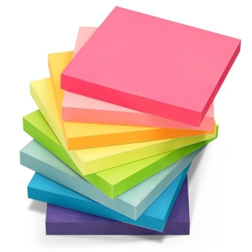 HappyHapi Sticky Notes 3x3 Inches Bulk 8 Pack Colored Self-Stick Pads, Colorful Sticky Notes 80 Shee...