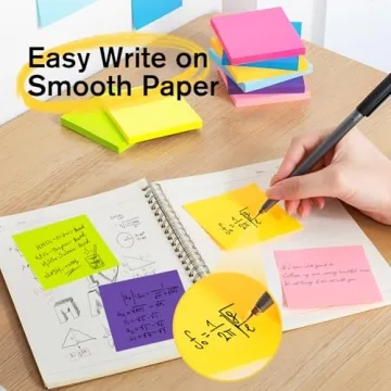 HappyHapi Colorful Sticky Notes Bulk Pack - 8 Assorted Pad